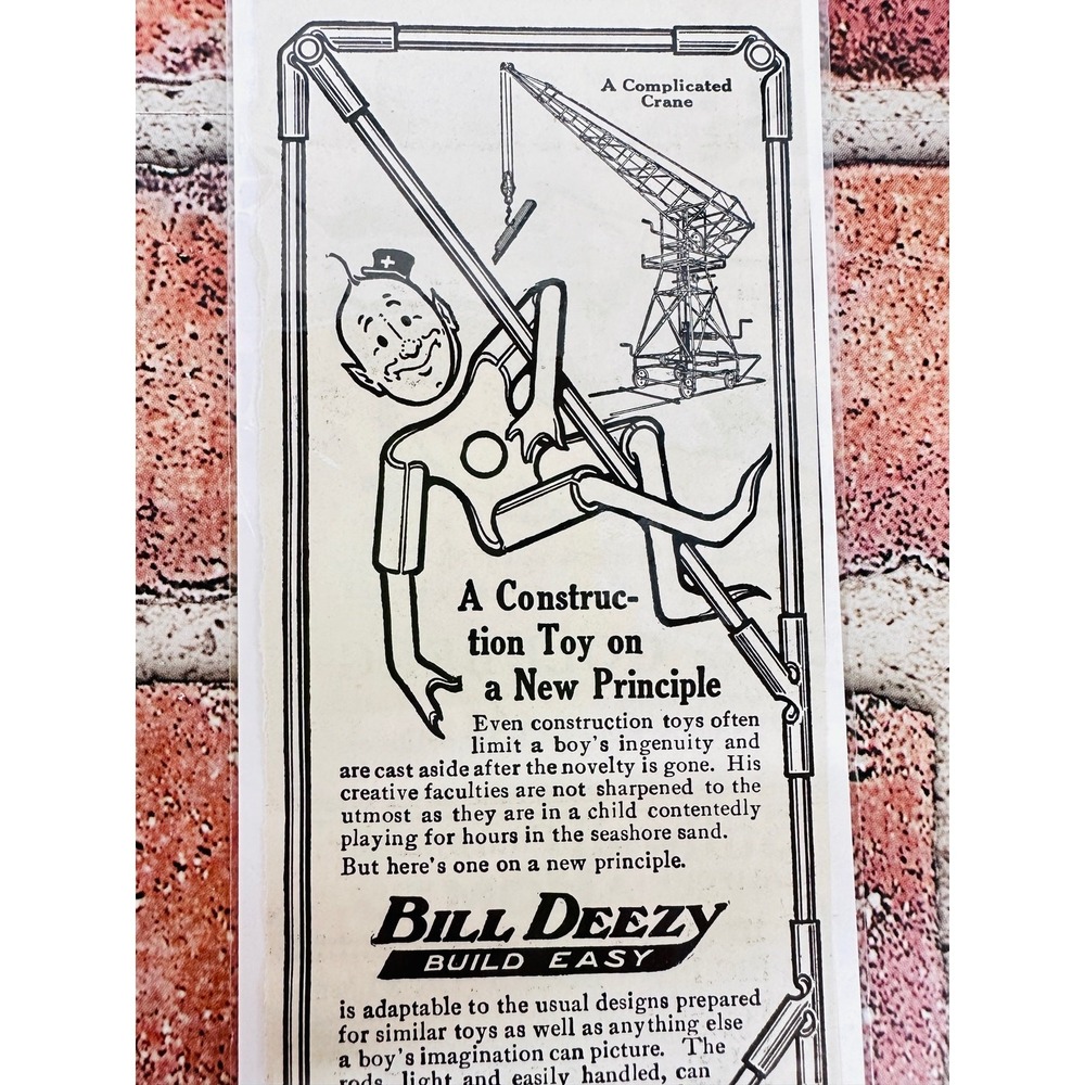 1914 Bill Deezy Build Easy - Robot Man - Toy - Original Antique Vtg PRINT AD